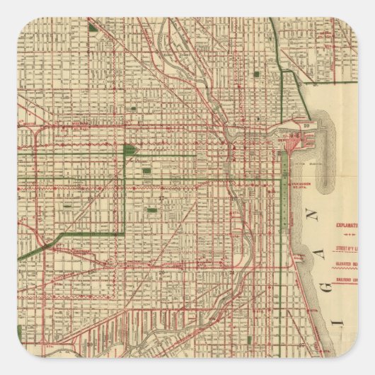 Blanchard's map of Chicago Vierkante Sticker (Voorkant)
