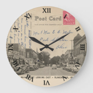 Blanchester Ohio Briefkaart Clock - Main Street 19 Grote Klok