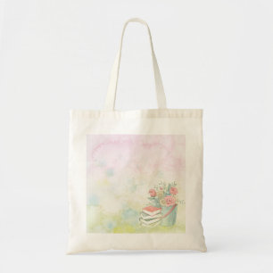 Blanco achtergrond Waterverf Sjabloon Bloem tuin Tote Bag