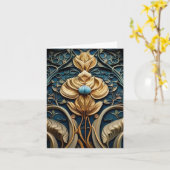 Blanco art nouveau 1 wenskaart kaart (Gele Bloem)