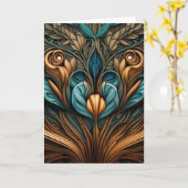 Blanco art nouveau 3 wenskaart kaart (Gele Bloem)