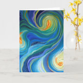 blanco Art wenskaart, originele kunst vis Kaart (Gele Bloem)