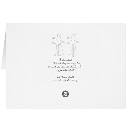 Blanco Aster Ballerina Bunny Paper Doll Card (Achterkant Horizontaal)