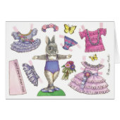 Blanco Aster Ballerina Bunny Paper Doll Card (Voorkant Horizontaal)