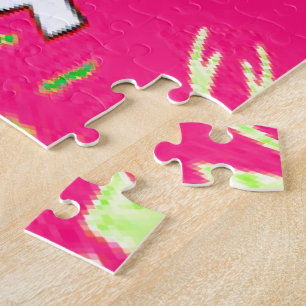 Blanco baby vivid roze floral paars shausmonogram legpuzzel