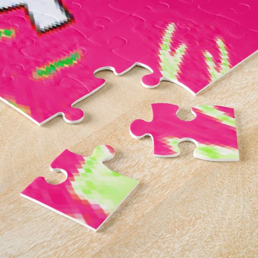 Blanco baby vivid roze floral paars shausmonogram legpuzzel (Zijkant)