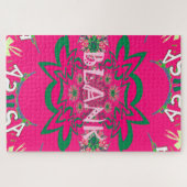 Blanco baby vivid roze floral paars shausmonogram legpuzzel (Horizontaal)