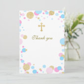 Blanco baptisme Communie Hartelijk dank! Roze blau Bedankkaart (Staand voorkant)
