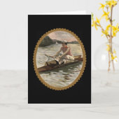 Blanco begroeting.  kunst vrouw roeier op kaart (Gele Bloem)