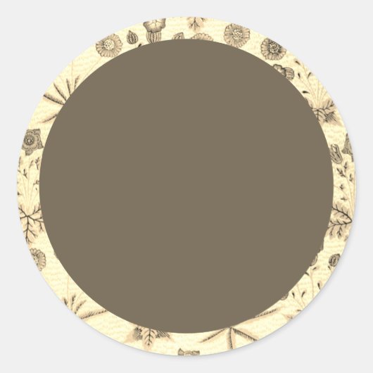 Blanco beige en groen bloemenlabel ronde sticker (Voorkant)