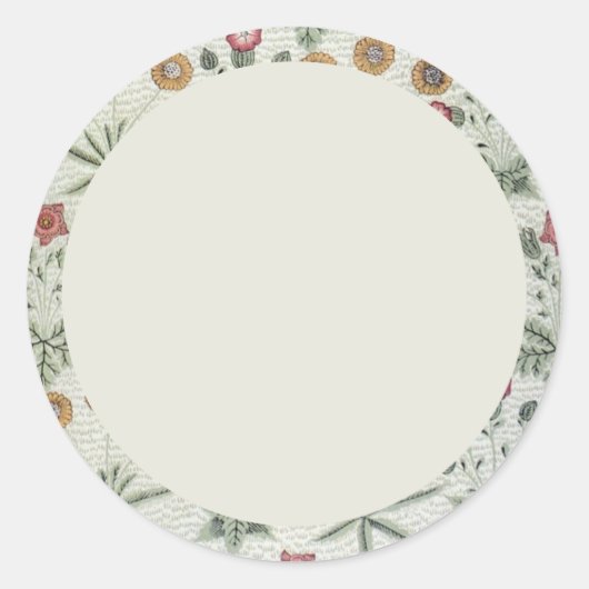 Blanco beige en groen floraaletiket ronde sticker (Voorkant)