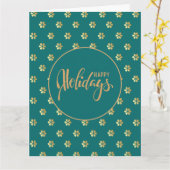 Blanco binnenkant | Blauwgroen Prettige feestdagen Kaart (Gele Bloem)