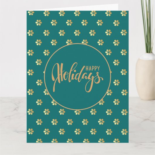 Blanco binnenkant | Blauwgroen Prettige feestdagen Kaart (Voorkant)