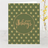 Blanco binnenkant prettige feestdagen | Groen goud Kaart (Gele Bloem)