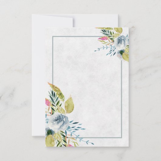 Blanco blauwe waterverf florale bruiloft Uitnodigi Kaart (Voorkant)