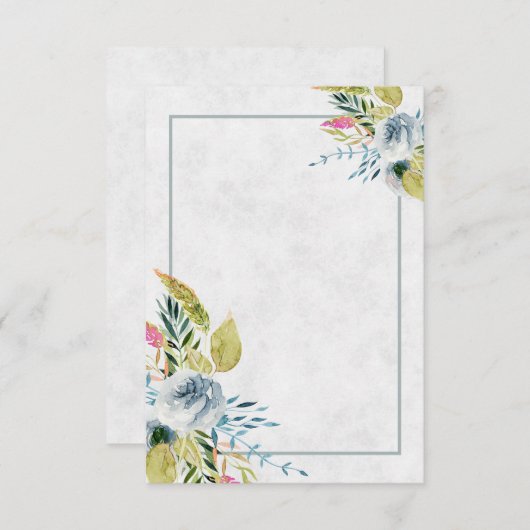 Blanco blauwe waterverf florale bruiloft Uitnodigi Kaart (Voorkant / Achterkant)