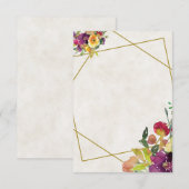 Blanco Bourgogne en gele bruiloft Kaart (Voorkant / Achterkant)