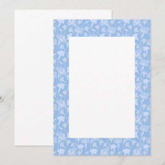 Blanco bruiloft uitnodiging - blauw porselein (Voorkant / Achterkant)