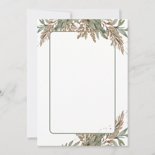 Blanco bruiloft uitnodiging - groen en bruin gebla (Voorkant)