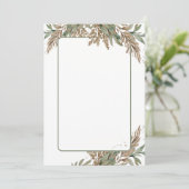 Blanco bruiloft uitnodiging - groen en bruin gebla (Staand voorkant)