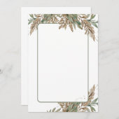 Blanco bruiloft uitnodiging - groen en bruin gebla (Voorkant / Achterkant)