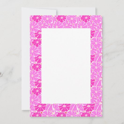 Blanco bruiloft uitnodiging - roze madeliefje (Voorkant)