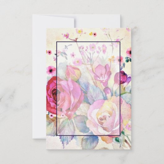 Blanco budet Roze florale bruiloft Kaart (Voorkant)