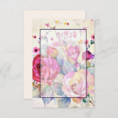 Blanco budet Roze florale bruiloft Kaart (Voorkant / Achterkant)