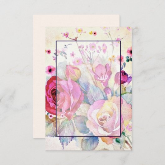 Blanco budet Roze florale bruiloft Kaart (Voorkant / Achterkant)