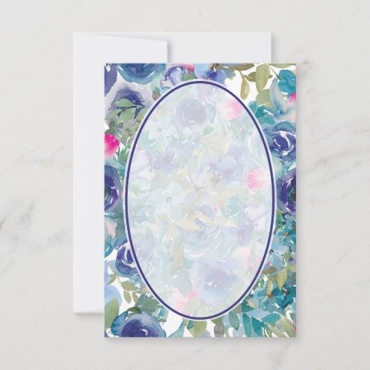 Blanco budget Blauwe florale achtergrond bruiloft Kaart (Voorkant)