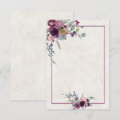 Blanco budget Bourgogne en roze florale bruiloft I Kaart (Voorkant / Achterkant)