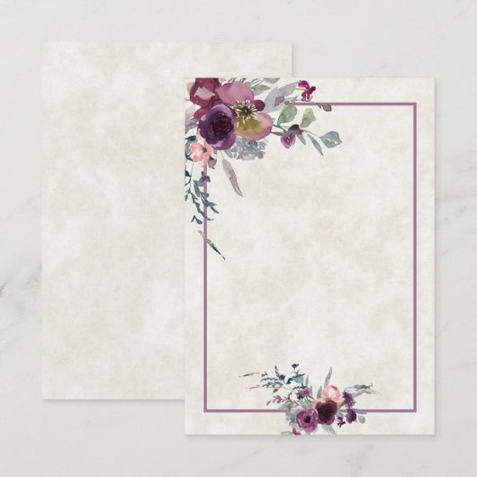 Blanco budget Bourgogne en roze florale bruiloft I Kaart (Voorkant / Achterkant)