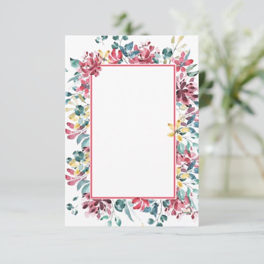 Blanco budget Bright florale bruiloft uitnodiging (Staand voorkant)