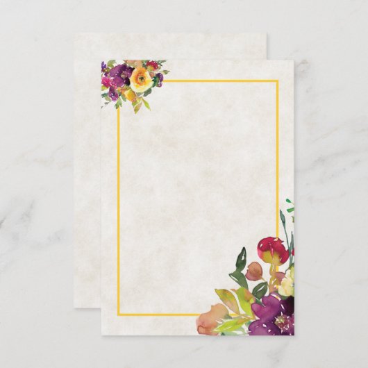 Blanco budget Burgundy en gele bruiloft Kaart (Voorkant / Achterkant)