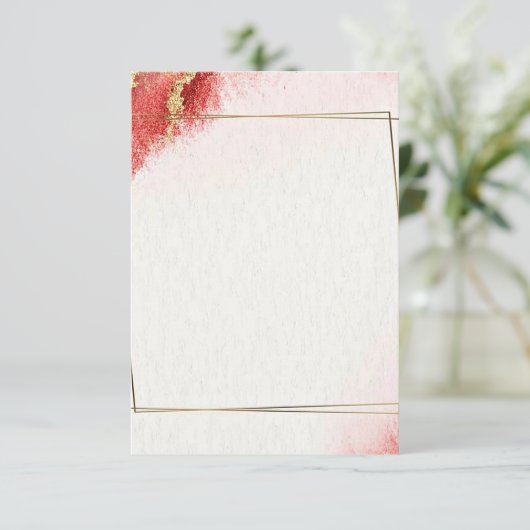 Blanco budget Elegant red and gold bruiloft Kaart (Staand voorkant)