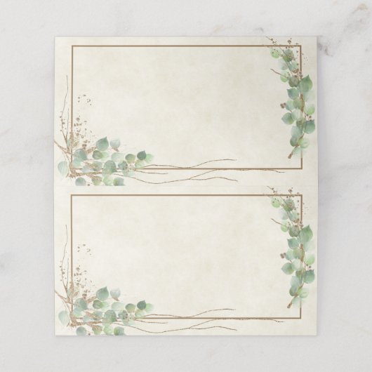 Blanco budget Eucalyptus en goudbruiloft Plaatskaartje (Buitenkant ongevouwen)