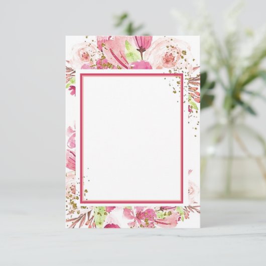 Blanco budget Fantastisch roze florale bruiloft In Kaart (Staand voorkant)