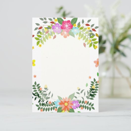 Blanco budget Floral lijst bruiloft Kaart (Staand voorkant)