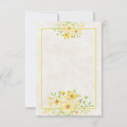 Blanco budget Gele waterverf bloembruiloft Inv Kaart (Voorkant)