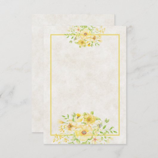 Blanco budget Gele waterverf bloembruiloft Inv Kaart (Voorkant / Achterkant)