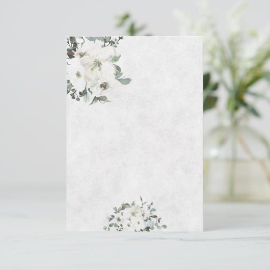 Blanco budget Ivory waterverf florale bruiloft Kaart (Staand voorkant)