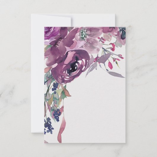 Blanco budget Mauve waterverf florale bruiloft Kaart (Voorkant)