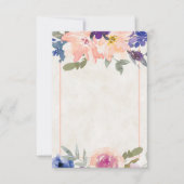 Blanco budget Oranje en blauw florale bruiloft Uit Kaart (Voorkant)