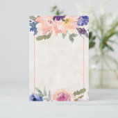 Blanco budget Oranje en blauw florale bruiloft Uit Kaart (Staand voorkant)