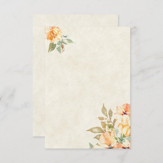 Blanco budget Oranje en geel bloemige bruiloft Kaart (Voorkant / Achterkant)