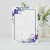 Blanco budget Paars en blauw florale bruiloft Uitn Kaart (Staand voorkant)