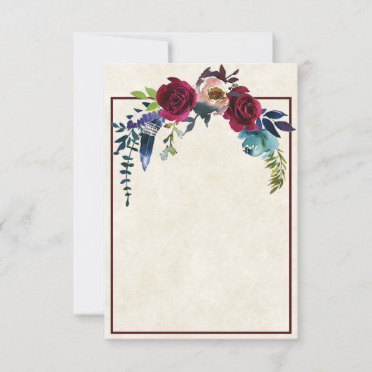 Blanco budget Red boho florale bruiloft Uitnodigin Kaart (Voorkant)