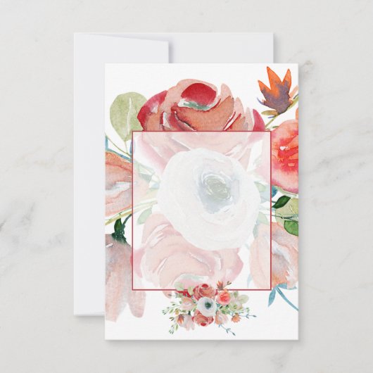 Blanco budget rood en roze bruinkse bruiloft kaart (Voorkant)