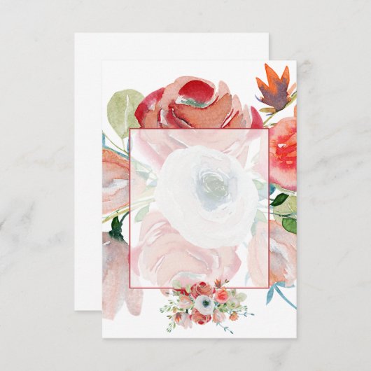 Blanco budget rood en roze bruinkse bruiloft kaart (Voorkant / Achterkant)