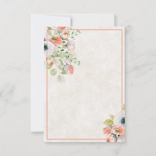 Blanco budget Roze en blauwe bloemige bruiloft Inv Kaart (Voorkant)